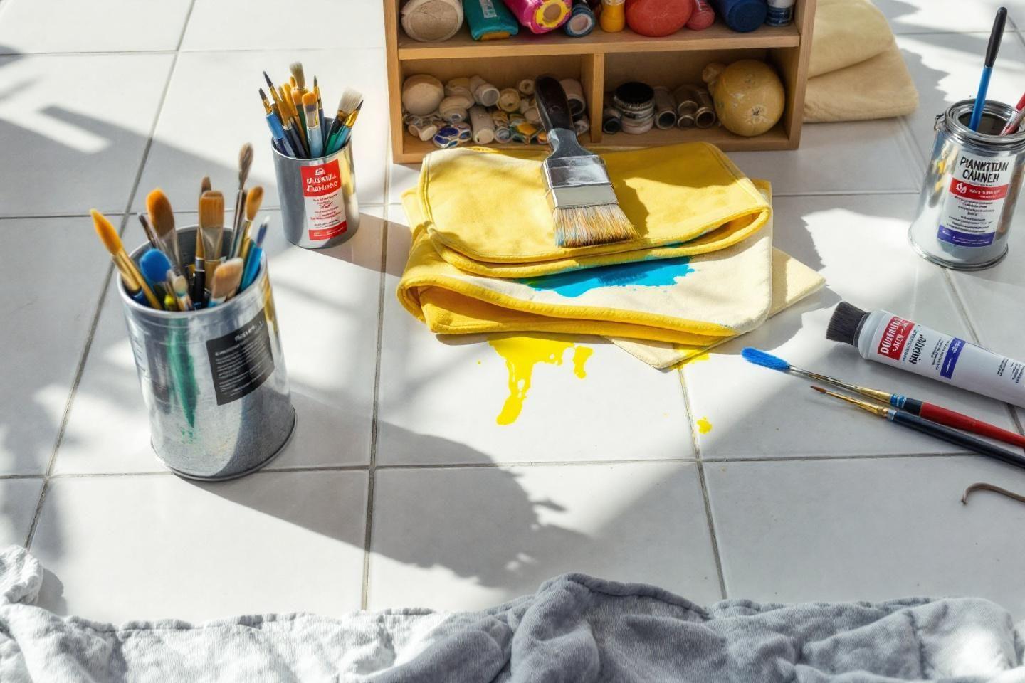 Accessoires et nettoyage pour peindre des carreaux de sol