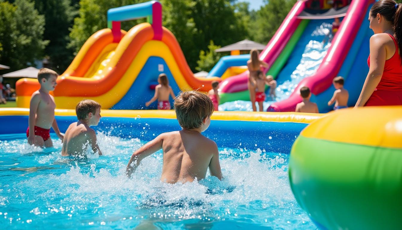 découvrez nos jeux d'eau gonflables pour des aventures aquatiques remplies de glissades et de moments ludiques en famille ou entre amis. rafraîchissez-vous tout en vous amusant !
