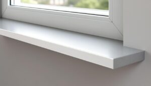 rebord de fenêtre intérieur en aluminium de 15/10ème d'épaisseur, longueur 1,40 mètre, idéal pour protéger et décorer vos fenêtres avec résistance et élégance.