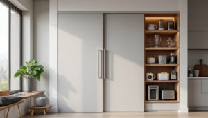 découvrez comment optimiser votre espace en rangeant vos appareils électroménagers dans un meuble à portes coulissantes, alliant praticité et design élégant pour une cuisine organisée.