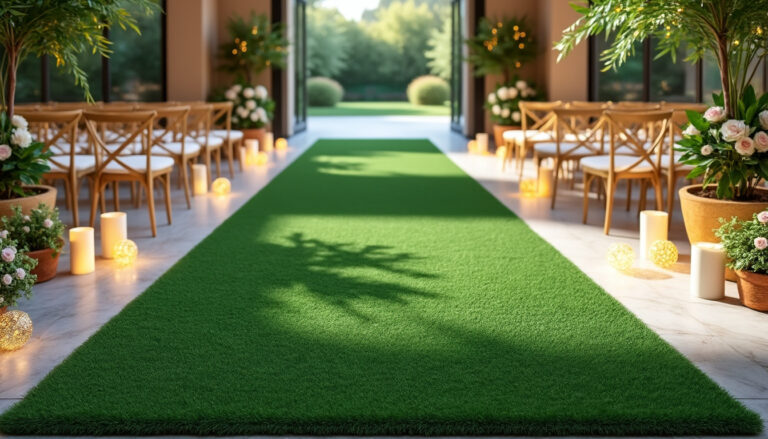 découvrez notre tapis vert réutilisable, idéal pour cérémonies, anniversaires, mariages et événements. parfait pour une utilisation en intérieur comme en extérieur, il apporte élégance et praticité à toutes vos occasions.