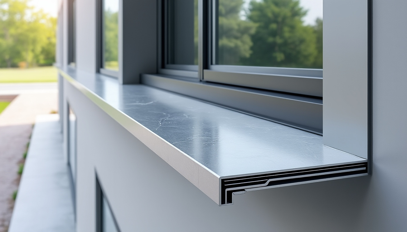 appui de fenêtre extérieur en métal de 2 mètres avec une épaisseur de 15/10e, offrant une protection durable et résistante pour vos fenêtres.