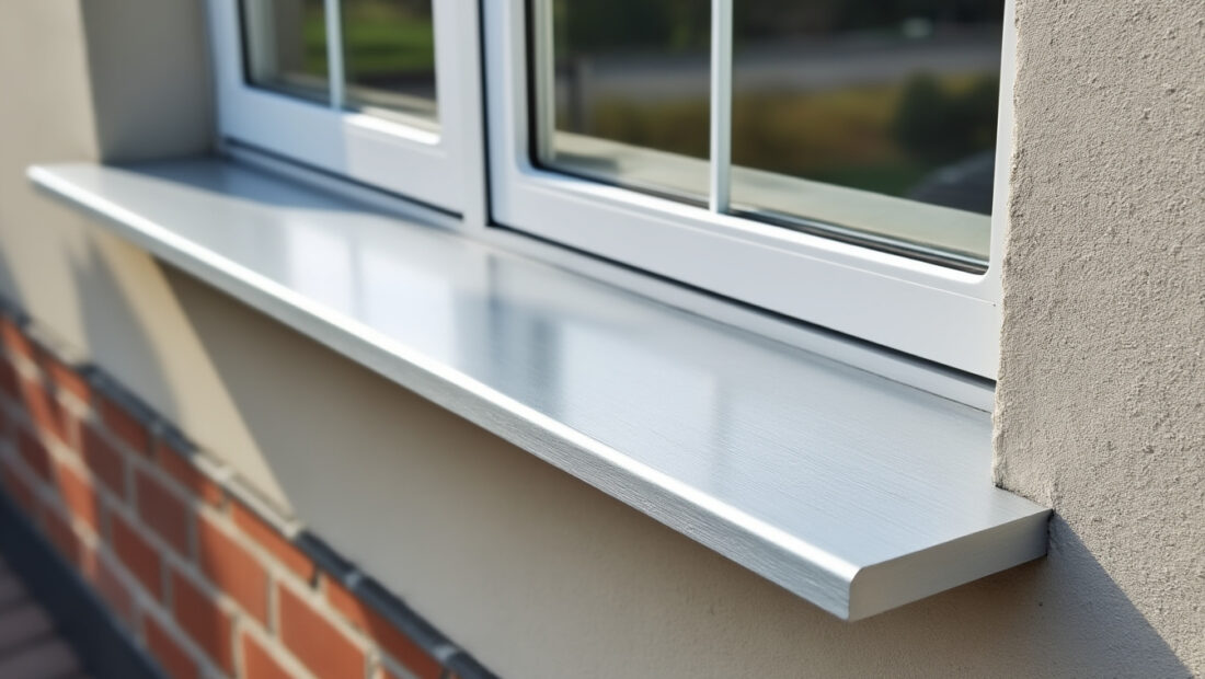 appui de fenêtre extérieur en métal de 2 mètres avec une épaisseur de 15/10e, offrant une protection durable et une finition résistante pour vos ouvertures.