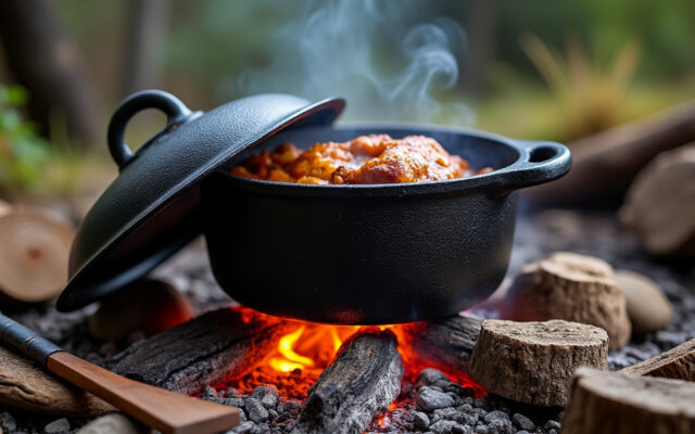 découvrez comment maîtriser l'art de la cuisson en dutch oven, la marmite en fonte idéale pour cuisiner au feu de bois et préparer des plats savoureux et authentiques en plein air.