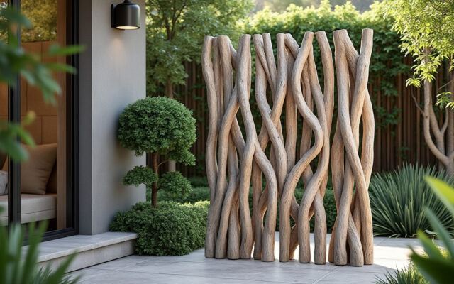 apportez une touche d'élégance naturelle à votre extérieur avec le brise-vue en bois flotté kroze, conçu pour préserver votre intimité tout en sublimant votre espace.