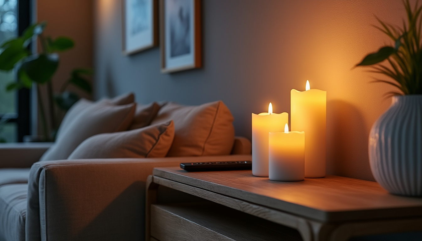 ensemble de 3 bougies led avec télécommande pour créer une ambiance chaleureuse et pratique, idéale pour décorer et illuminer votre intérieur en toute sécurité.