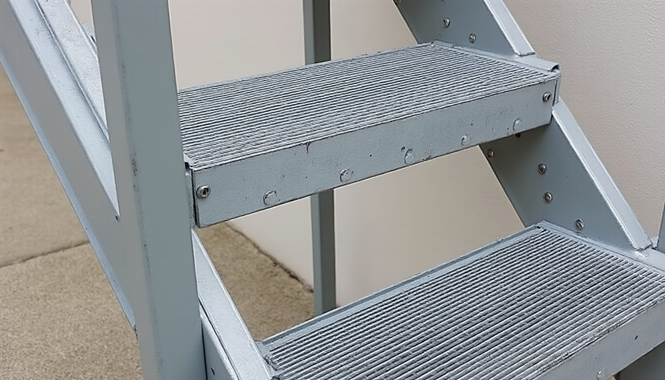 découvrez notre marche d'escalier en caillebotis galvanisé pressé m.30x30, alliant robustesse et durabilité pour un usage sécurisé et longue durée.