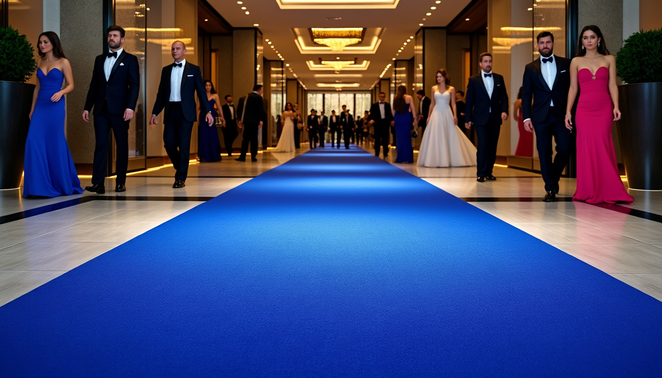 découvrez notre tapis événementiel bleu uni, disponible en largeurs de 1 m et 2 m, idéal pour cérémonies, mariages et stands d'exposition. modèle hit 0821 alliant élégance et praticité pour sublimer vos événements.