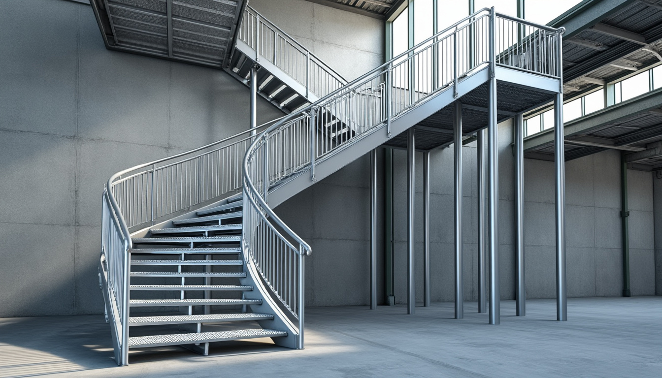 découvrez l'escalier hélicoïdal d1800 avec palier en acier galvanisé, alliant robustesse et design élégant pour sublimer votre espace avec style et durabilité.