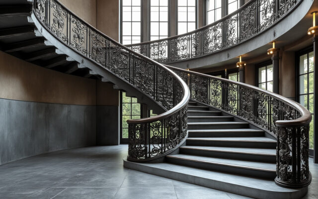 découvrez l'escalier hélicoïdal d1800 avec palier en acier galvanisé, alliant robustesse et style pour sublimer vos espaces avec élégance et sécurité.