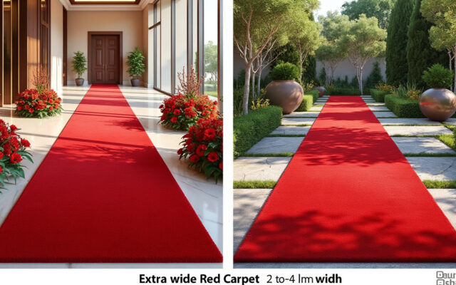découvrez notre tapis rouge événementiel extra large, disponible de 2 à 4 mètres de largeur, idéal pour mariages, cérémonies, expositions et utilisable en intérieur comme en extérieur pour sublimer vos événements.