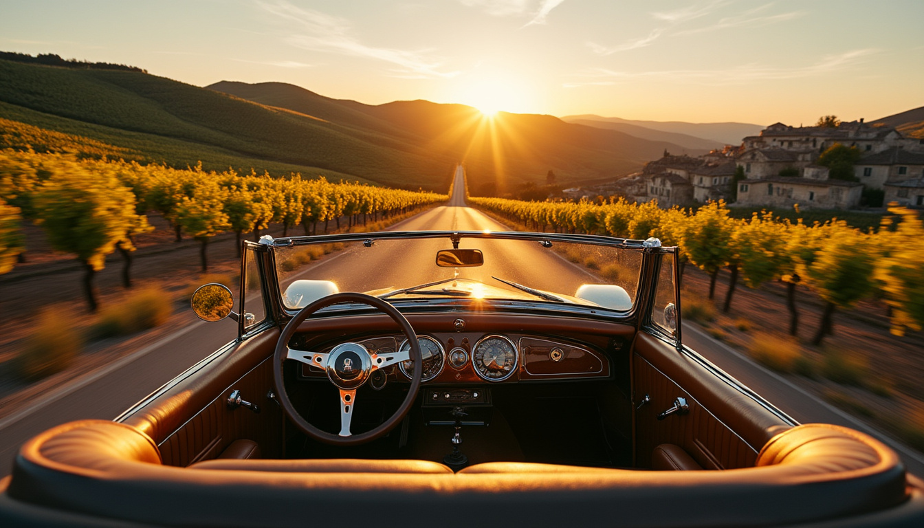 découvrez une escapade vintage unique avec une peugeot 302 cabriolet parcourant les paysages pittoresques du beaujolais, mêlant charme rétro et beauté naturelle.