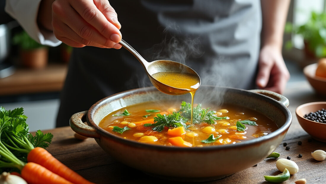 découvrez le bouillon « addictif » de cyril lignac et ses astuces pour lui donner une saveur intense et transformer vos plats du quotidien.