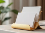 mettez vos cartes en valeur avec ce présentoir en métal doré, élégant et raffiné, idéal pour une décoration soignée.